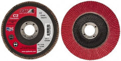 Camel Grinding Wheels - 60 Grit, 5" Disc Diam, 7/8" Center Hole, Ceramic Flap Disc - 12,200 Max RPM, Polyester Backing, Arbor Attaching System, Coated - USA Tool & Supply
