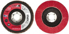 Camel Grinding Wheels - 80 Grit, 5" Disc Diam, 7/8" Center Hole, Ceramic Flap Disc - 12,200 Max RPM, Polyester Backing, Arbor Attaching System, Coated - USA Tool & Supply