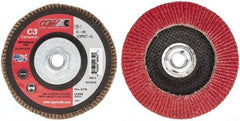 Camel Grinding Wheels - 40 Grit, 5" Disc Diam, 5/8-11 Center Hole, Ceramic Flap Disc - 12,200 Max RPM, Polyester Backing, Arbor Attaching System, Coated - USA Tool & Supply