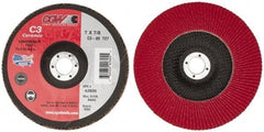 Camel Grinding Wheels - 80 Grit, 7" Disc Diam, 7/8" Center Hole, Type 27 Ceramic Flap Disc - 8,600 Max RPM, Polyester Backing, Arbor Attaching System, Coated - USA Tool & Supply