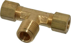 Parker - 1/4" OD, Brass Male Branch Tee - 300 Max Working psi, -65 to 250°F, Comp x Comp x MNPT Ends - USA Tool & Supply