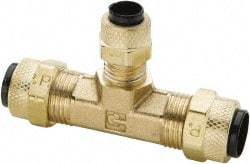 Parker - 3/8 x 3/8 x 1/4" OD, Brass Union Tee - 150 Max Working psi, 0 to 150°F, Comp x Comp x Comp Ends - USA Tool & Supply