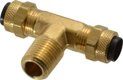 Parker - 3/8" OD, Brass Male Branch Tee - 150 Max Working psi, 0 to 150°F, Comp x Comp x MNPT Ends - USA Tool & Supply