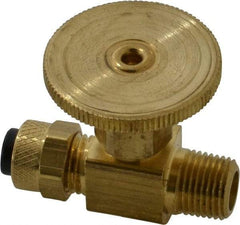 Parker - 1/4 x 1/8" Pipe, Inline Needle Valve - Poly-Tite x MNPTF Ends, Brass Valve, 150 Max psi - USA Tool & Supply