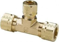 Parker - 1/2 x 1/2 x 3/8" OD, Brass Union Tee - 1,000 Max Working psi, -65 to 250°F, Comp x Comp x Comp Ends - USA Tool & Supply