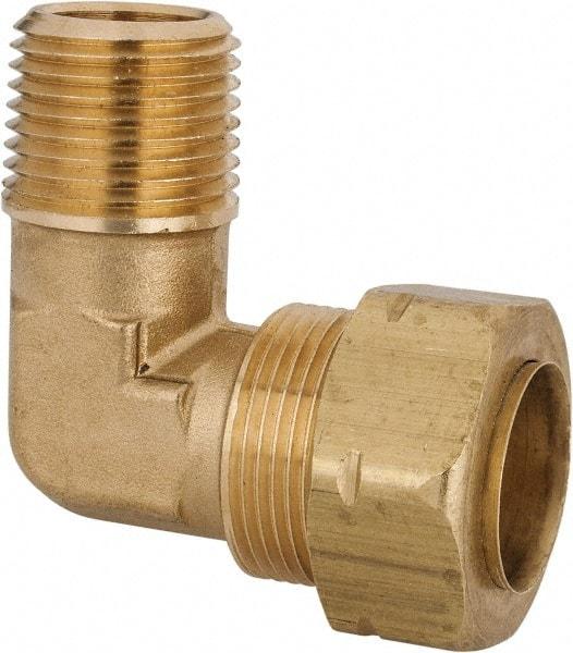 Parker - 3/4" OD, Brass Male Elbow - 550 Max Working psi, -65 to 250°F, Comp x MNPT Ends - USA Tool & Supply