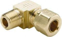 Parker - 3/8" OD, Brass Male Elbow - 1,000 Max Working psi, -65 to 250°F, Comp x MNPT Ends - USA Tool & Supply