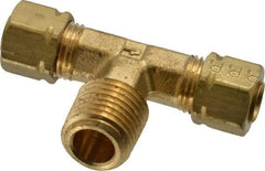 Parker - 1/4" OD, Brass Male Branch Tee - 1,400 Max Working psi, -65 to 250°F, Comp x Comp x MNPT Ends - USA Tool & Supply