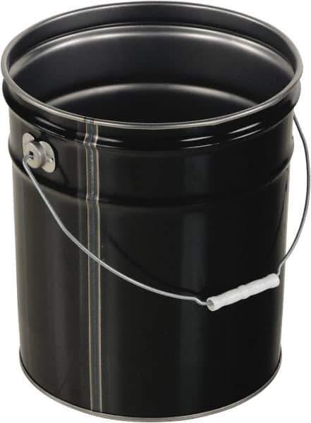 Vestil - 5 Gal Black Steel Pail - 13-3/8" High - USA Tool & Supply