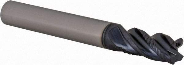 Iscar - 0.312" Diam, 5/8" LOC, 4 Flute Solid Carbide Roughing & Finishing Corner Chamfer End Mill - 0.012" Chamfer Length, TiAlN Finish, 2-1/2" OAL, 5/16" Shank Diam, Straight Shank, 38° Helix, Centercutting - USA Tool & Supply