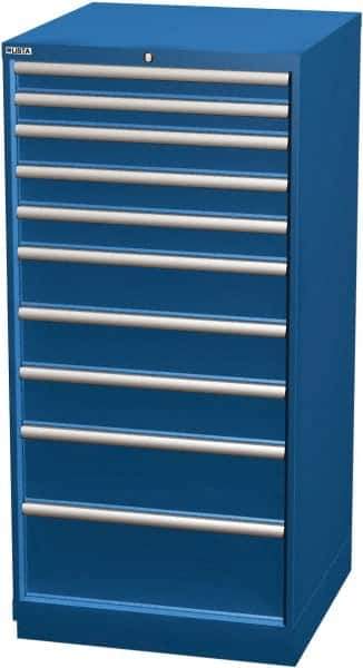 LISTA - 10 Drawer, Modular Storage Cabinet - Steel, 28-1/4" Wide x 28-1/2" Deep x 59-1/2" High, Blue - USA Tool & Supply