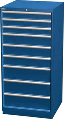 LISTA - 9 Drawer, Modular Storage Cabinet - Steel, 28-1/4" Wide x 28-1/2" Deep x 59-1/2" High, Blue - USA Tool & Supply