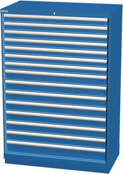LISTA - 15 Drawer, Modular Storage Cabinet - Steel, 40-1/4" Wide x 22-1/2" Deep x 59-1/2" High, Blue - USA Tool & Supply