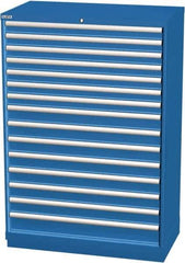 LISTA - 15 Drawer, Modular Storage Cabinet - Steel, 40-1/4" Wide x 22-1/2" Deep x 59-1/2" High, Blue - USA Tool & Supply