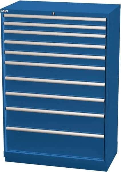 LISTA - 10 Drawer, Modular Storage Cabinet - Steel, 40-1/4" Wide x 22-1/2" Deep x 59-1/2" High, Blue - USA Tool & Supply