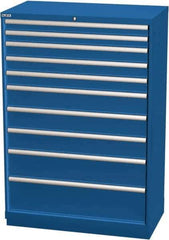 LISTA - 10 Drawer, Modular Storage Cabinet - Steel, 40-1/4" Wide x 22-1/2" Deep x 59-1/2" High, Blue - USA Tool & Supply