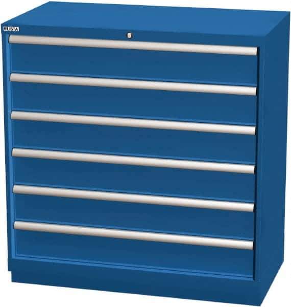 LISTA - 6 Drawer, Modular Storage Cabinet - Steel, 40-1/4" Wide x 22-1/2" Deep x 41-3/4" High, Blue - USA Tool & Supply