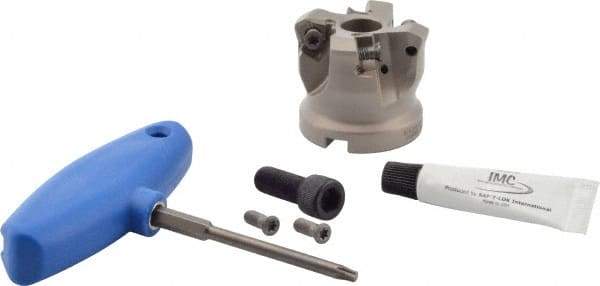 Iscar - 2" Cut Diam, 3/4" Arbor Hole, 0.138" Max Depth of Cut, 30° Indexable Chamfer & Angle Face Mill - 4 Inserts, H600 WXCU 0806 Insert, Right Hand Cut, 4 Flutes, Series Helido - USA Tool & Supply