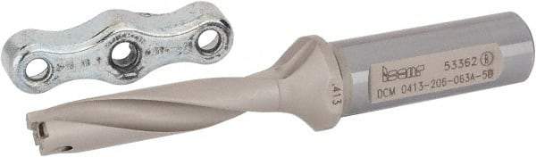 Iscar - 0.413 to 0.429" Diam, 5xD, 2.06" Max Depth, 5/8" Shank Diam, 4.53" OAL, Replaceable Tip Drill - IDI-SG, IDI-SK Insert, DCM Toolholder, Series ChamDrill - USA Tool & Supply