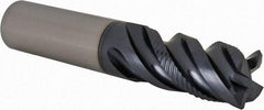 Iscar - 3/4" Diam, 1-1/2" LOC, 4 Flute Solid Carbide Roughing & Finishing Corner Chamfer End Mill - TiAlN Finish, 4" OAL, 3/4" Shank Diam, Straight Shank, 45° Helix, Centercutting, Regular Length - USA Tool & Supply