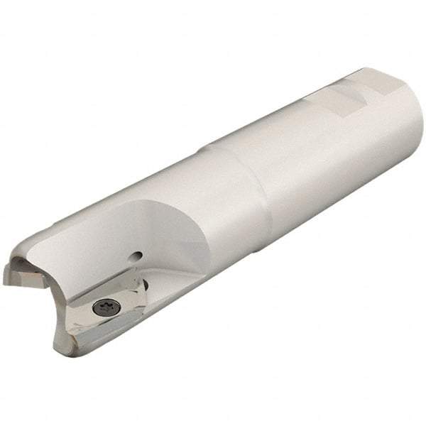 Iscar - 1" Cut Diam, 0.807" Max Depth of Cut, 1" Shank Diam, 5.3" OAL, Indexable Square Shoulder End Mill - Weldon Shank, 90° Lead Angle, Through Coolant, Series Helialu - USA Tool & Supply