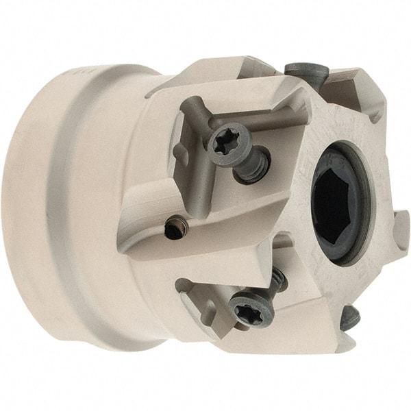 Iscar - 4 Inserts, 1-1/2" Cut Diam, 3/4" Arbor Diam, 0.492" Max Depth of Cut, Indexable Square-Shoulder Face Mill - 0/90° Lead Angle, 1.57" High, T490 LN.. 1306 Insert Compatibility, Through Coolant, Series Helitang - USA Tool & Supply