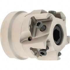 Iscar - 4 Inserts, 1-1/2" Cut Diam, 3/4" Arbor Diam, 0.492" Max Depth of Cut, Indexable Square-Shoulder Face Mill - 0/90° Lead Angle, 1.57" High, T490 LN.. 1306 Insert Compatibility, Through Coolant, Series Helitang - USA Tool & Supply