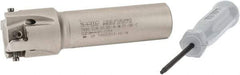 Iscar - 1" Cut Diam, 0.315" Max Depth of Cut, 3/4" Shank Diam, 3.38" OAL, Indexable Square Shoulder Helical End Mill - Weldon Shank, 90° Lead Angle, Through Coolant, Series Helitang - USA Tool & Supply