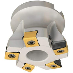 Iscar - 4 Inserts, 1-1/2" Cut Diam, 1/2" Arbor Diam, 0.118" Max Depth of Cut, Indexable Square-Shoulder Face Mill - 0/90° Lead Angle, 1.57" High, HTP LN.. 1006 Insert Compatibility, Through Coolant, Series TangPlunge - USA Tool & Supply