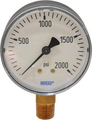 Wika - 2-1/2" Dial, 1/4 Thread, 0-2,000 Scale Range, Pressure Gauge - Lower Connection Mount, Accurate to 3-2-3% of Scale - USA Tool & Supply