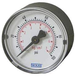 Wika - 2" Dial, 1/4 Thread, 0-300 Scale Range, Pressure Gauge - Center Back Connection Mount, Accurate to 3-2-3% of Scale - USA Tool & Supply