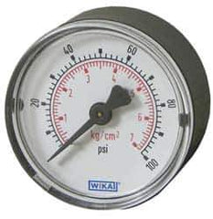 Wika - 3-1/2" Dial, 1/4 Thread, 0-160 Scale Range, Pressure Gauge - U-Clamp Panel Mount, Center Back Connection Mount, Accurate to 3-2-3% of Scale - USA Tool & Supply
