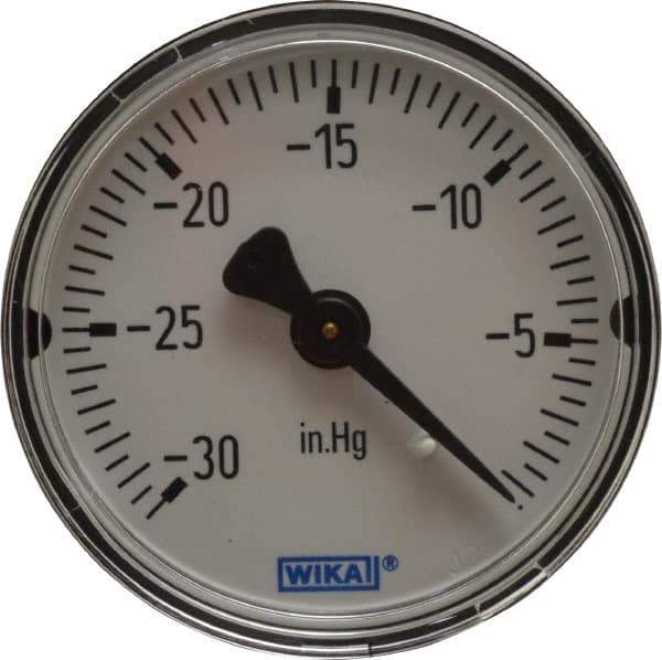 Wika - 2" Dial, 1/4 Thread, 30-0 Scale Range, Pressure Gauge - Center Back Connection Mount, Accurate to 3-2-3% of Scale - USA Tool & Supply