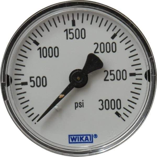 Wika - 2" Dial, 1/4 Thread, 0-3,000 Scale Range, Pressure Gauge - Center Back Connection Mount, Accurate to 3-2-3% of Scale - USA Tool & Supply