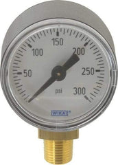 Wika - 1-1/2" Dial, 1/8 Thread, 0-300 Scale Range, Pressure Gauge - Lower Connection Mount, Accurate to 3-2-3% of Scale - USA Tool & Supply