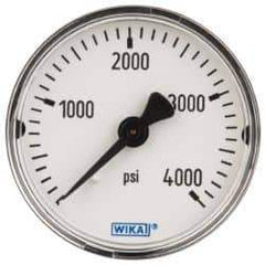 Wika - 2" Dial, 1/4 Thread, 0-4,000 Scale Range, Pressure Gauge - Center Back Connection Mount, Accurate to 3-2-3% of Scale - USA Tool & Supply
