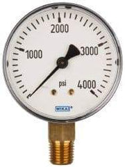 Wika - 2-1/2" Dial, 1/4 Thread, 0-4,000 Scale Range, Pressure Gauge - Lower Connection Mount, Accurate to 3-2-3% of Scale - USA Tool & Supply