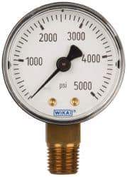 Wika - 2" Dial, 1/4 Thread, 0-5,000 Scale Range, Pressure Gauge - Lower Connection Mount, Accurate to 3-2-3% of Scale - USA Tool & Supply