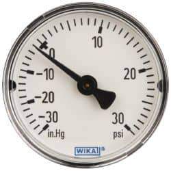 Wika - 2" Dial, 1/4 Thread, 30-0-30 Scale Range, Pressure Gauge - Center Back Connection Mount, Accurate to 3-2-3% of Scale - USA Tool & Supply