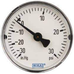 Wika - 2" Dial, 1/4 Thread, 30-0-30 Scale Range, Pressure Gauge - Center Back Connection Mount, Accurate to 3-2-3% of Scale - USA Tool & Supply