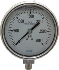 Wika - 4" Dial, 1/4 Thread, 0-3,000 Scale Range, Pressure Gauge - Lower Connection Mount, Accurate to 1% of Scale - USA Tool & Supply