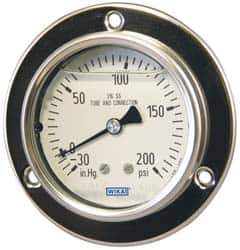 Wika - 2-1/2" Dial, 1/4 Thread, 30-0-300 Scale Range, Pressure Gauge - Lower Back Connection Mount, Accurate to 2-1-2% of Scale - USA Tool & Supply