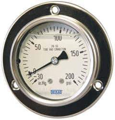 Wika - 2-1/2" Dial, 1/4 Thread, 0-400 Scale Range, Pressure Gauge - Lower Back Connection Mount, Accurate to 2-1-2% of Scale - USA Tool & Supply