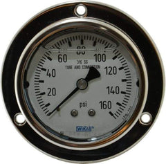 Wika - 2-1/2" Dial, 1/4 Thread, 0-160 Scale Range, Pressure Gauge - Lower Back Connection Mount, Accurate to 2-1-2% of Scale - USA Tool & Supply