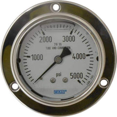 Wika - 2-1/2" Dial, 1/4 Thread, 0-5,000 Scale Range, Pressure Gauge - Lower Back Connection Mount, Accurate to 2-1-2% of Scale - USA Tool & Supply