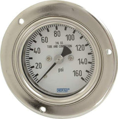 Wika - 2-1/2" Dial, 1/4 Thread, 0-160 Scale Range, Pressure Gauge - Lower Back Connection Mount, Accurate to 2-1-2% of Scale - USA Tool & Supply