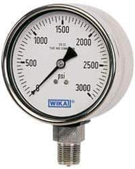 Wika - 2-1/2" Dial, 1/4 Thread, 30-0-30 Scale Range, Pressure Gauge - Lower Connection Mount, Accurate to 2-1-2% of Scale - USA Tool & Supply