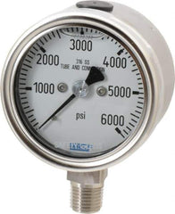 Wika - 2-1/2" Dial, 1/4 Thread, 0-6,000 Scale Range, Pressure Gauge - Lower Connection Mount, Accurate to 2-1-2% of Scale - USA Tool & Supply