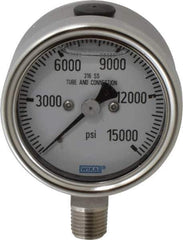 Wika - 2-1/2" Dial, 1/4 Thread, 0-15,000 Scale Range, Pressure Gauge - Lower Connection Mount, Accurate to 2-1-2% of Scale - USA Tool & Supply