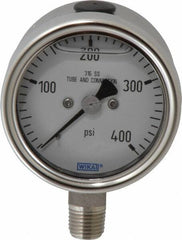 Wika - 2-1/2" Dial, 1/4 Thread, 400 Scale Range, Pressure Gauge - Lower Connection Mount, Accurate to 2-1-2% of Scale - USA Tool & Supply